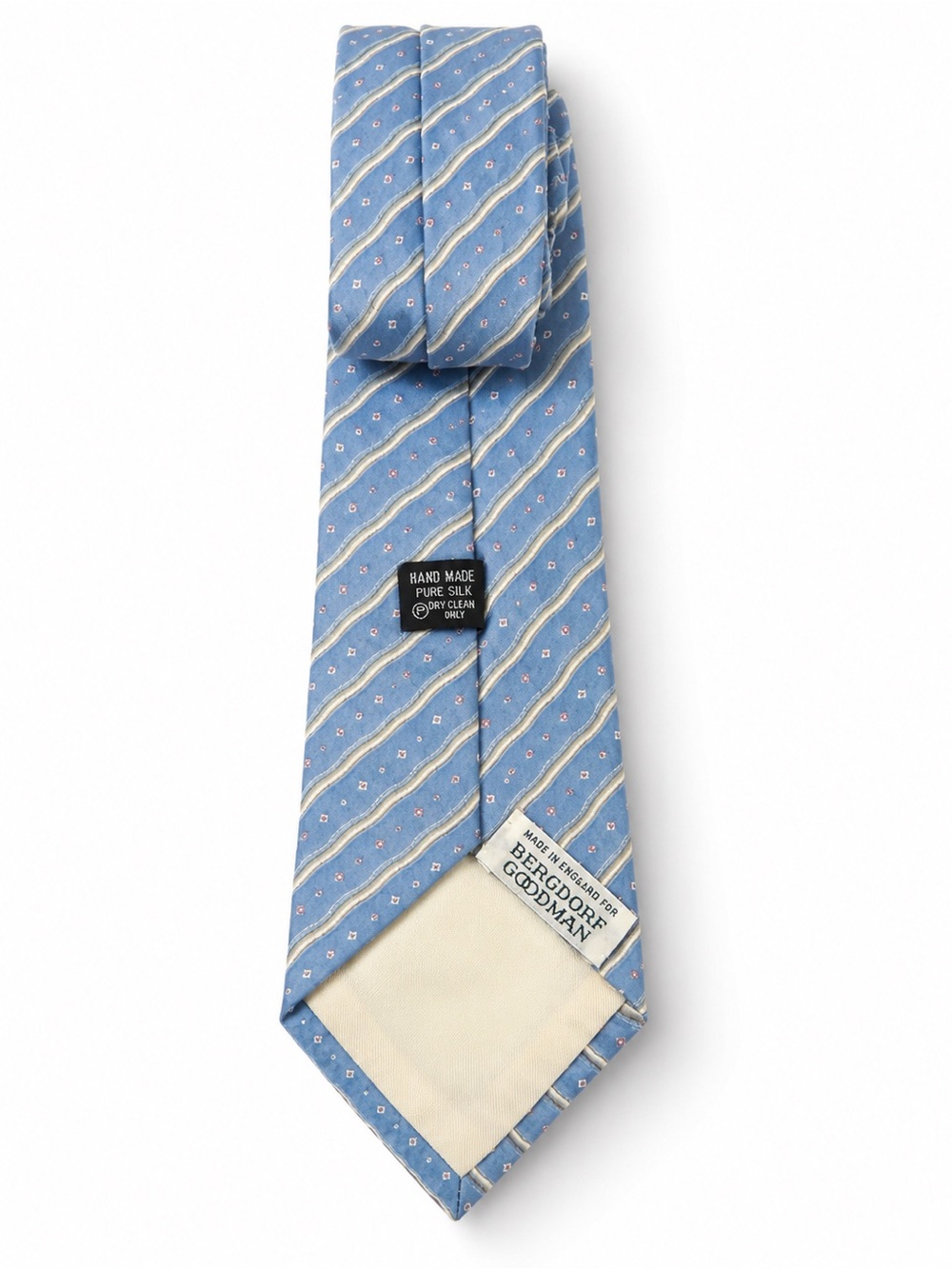 Vintage Bergdorf Goodman Light Blue Silk Stripe Tie